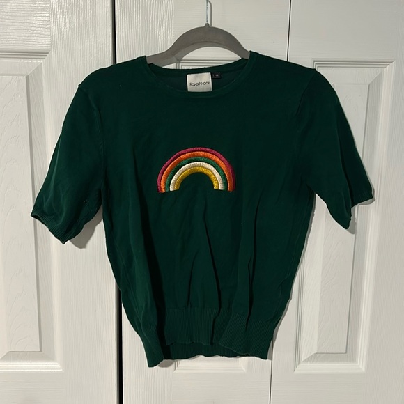 Modcloth Sweaters - Modcloth Green Sweater with Rainbow Detail